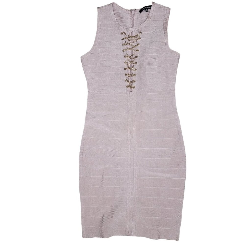 French Kiss Pink Bandage Skirt With Lace-Up Detail Medium